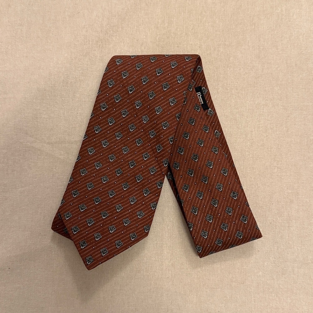 Lanvin Rust Geometric‎ Pattern Tie